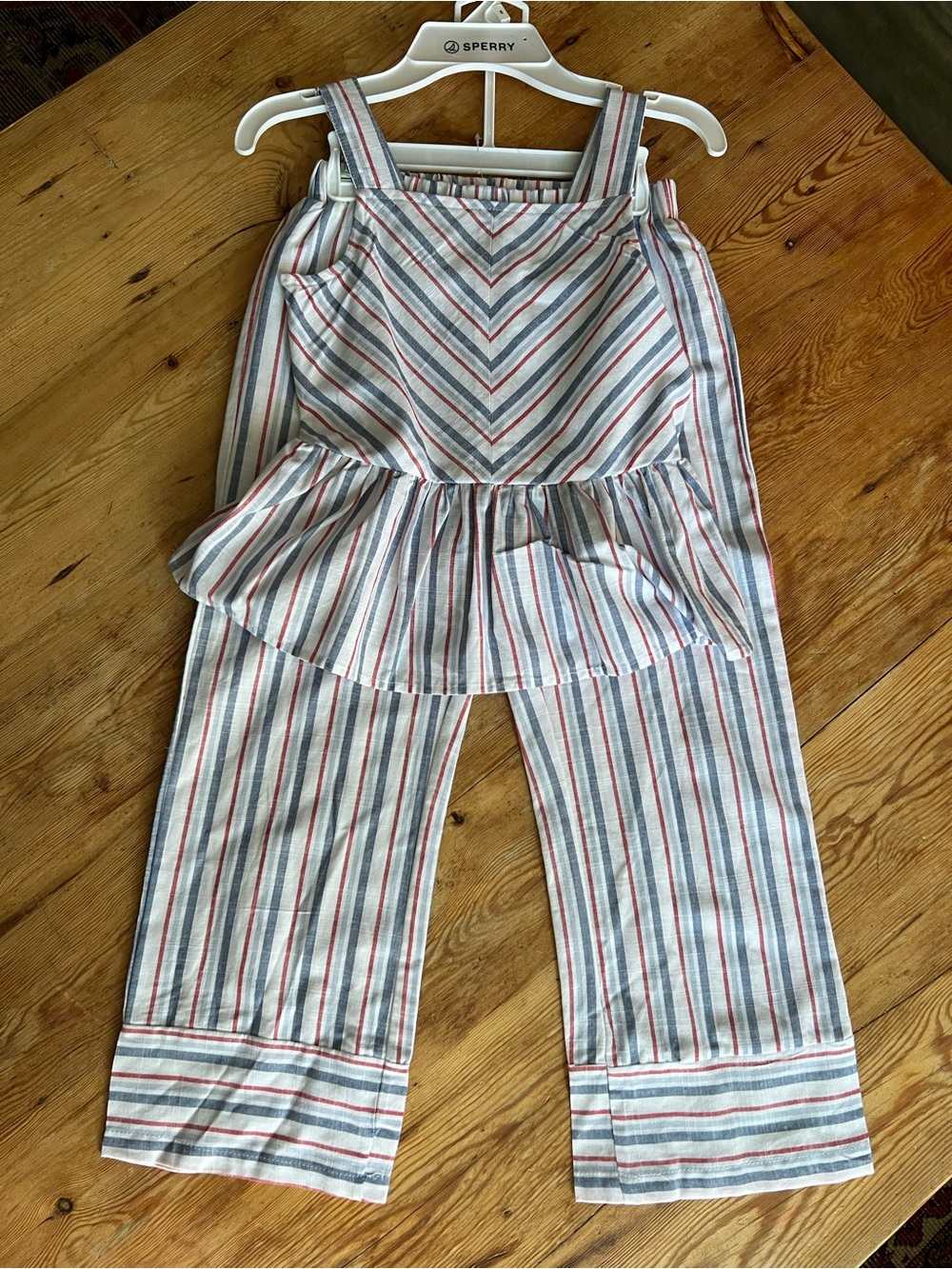 SPERRY Striped Two-Piece Jumper Set in Blue, Red & White SIZE 8 nwt